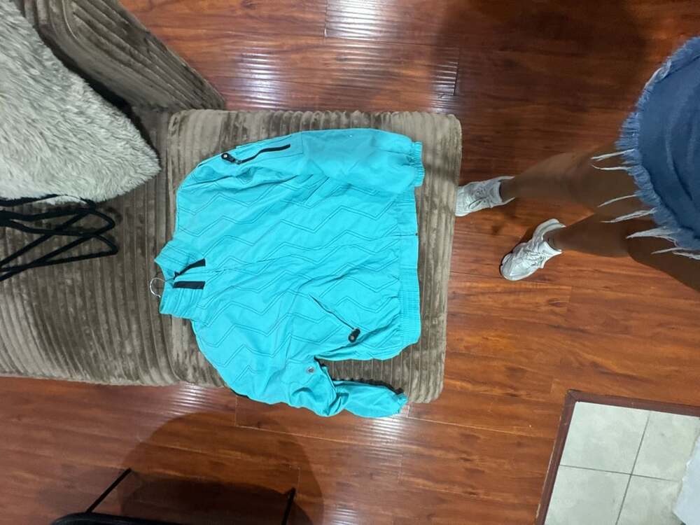 Jamie Sadock Jacket Size M Turquoise Blue Quilted Full Zip Windbreaker